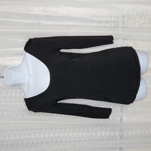 Black Ann Taylor Scoop Neck 3/4 Sleeve Knit Shirt SzS